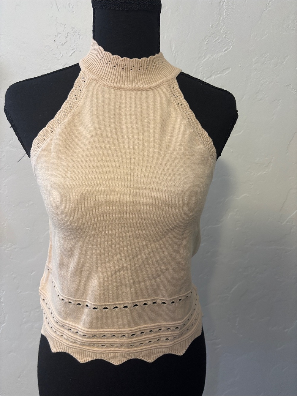 Amazon Cream Knit Halter Tank Top
